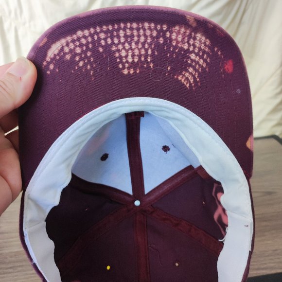 Burgundy bleached design cap / hat youth boy's flex-fit - Picture 6 of 7